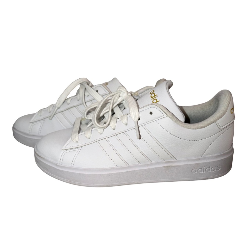 Adidas Women's Grand Court 2.0 White and Gold Sneakers